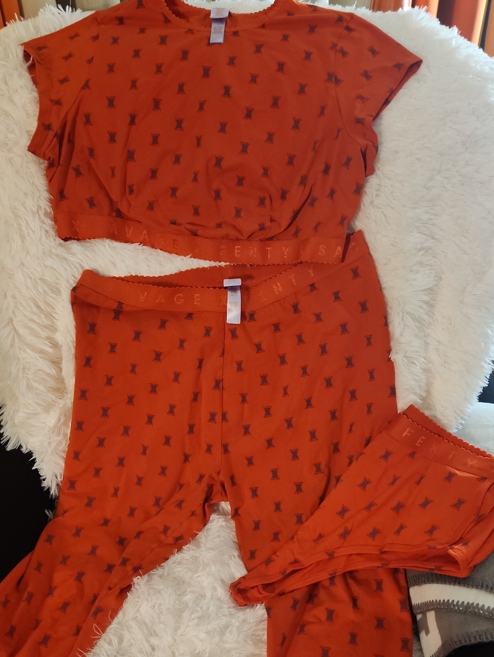 Savage X Fenty Bright Orange 3 Piece Loungewear